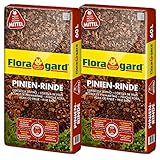 Floragard Mulch Pinienrinde 15-25 mm 2x60 L • mittel • dekorativer Bodenbelag • unterdrückt Unkrautwuchs • naturbelassen • für mediterranes Flair • 120 L