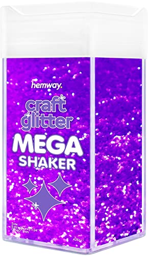 Hemway BULK Glitter 425g / 15oz MEGA Craft Shaker Glitter for Nails, Resin, Tumblers, Arts, Crafts, Painting, Festival, Cosmetic, Body - Extra Chunky (1/24" 0.040" 1mm) - Fluorescent Purple