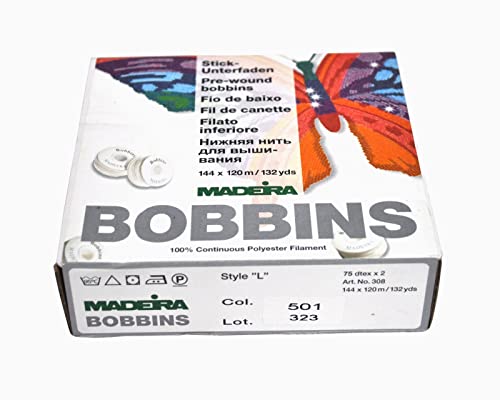 Madeira Bobbins No.150 Box 144 x 120 m weiß