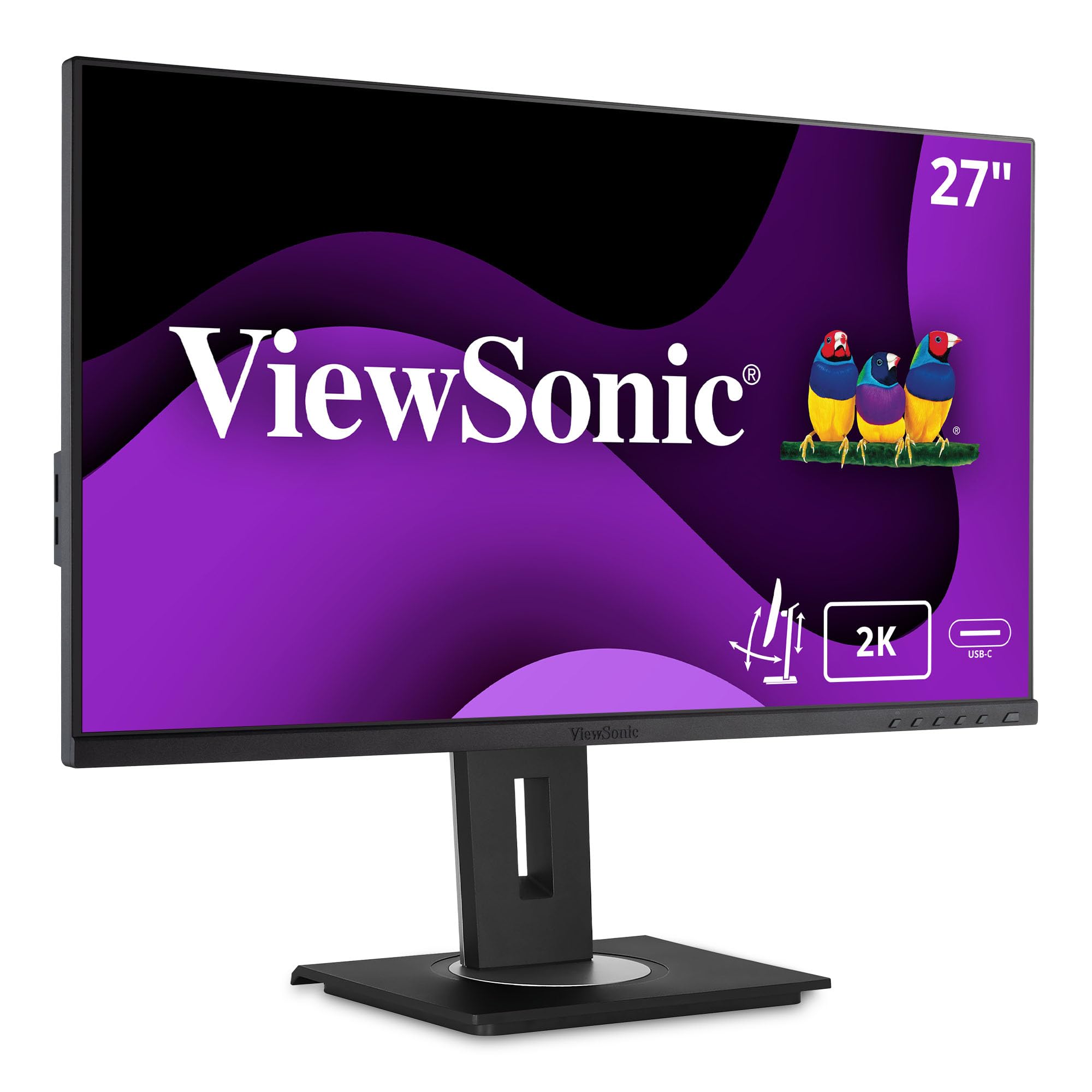 Viewsonic VG2755-2K 68,6 cm (27 Zoll) Büro Monitor (WQHD, IPS-Panel, HDMI, DP, USB 3.0 Hub, USB C, Höhenverstellbar, Lautsprecher, Eye-Care, 4 Jahre Austauschservice) Schwarz