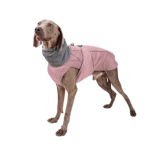 OUSHOP Winter Hundejacke Fleece gefüttert Wasserdicht Warme Hundemantel Winddichte Reflektierende Hundekleidung mit D-Ring,Rosa,M