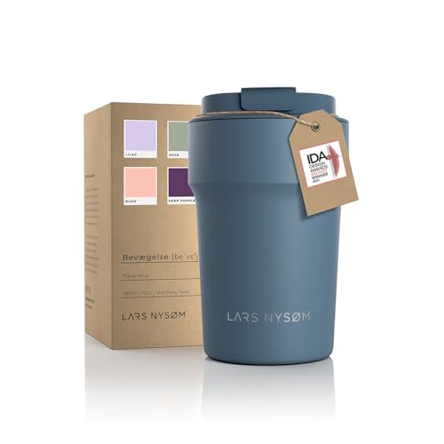 LARS NYSØM Thermo Kaffeebecher-to-go 380ml | BPA-freier Travel Mug 0.38 Liter mit Isolierung | Auslaufsicherer Edelstahl Thermobecher für Kaffee und Tee unterwegs | Teebecher (Blue Stone, 380ml)