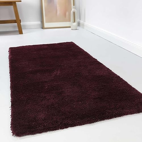 Kuschelig weicher Esprit Hochflor Teppich, bestens geeignet fürs Wohnzimmer, Schlafzimmer und Kinderzimmer RELAXX (130 x 190 cm, Bordeaux rot)