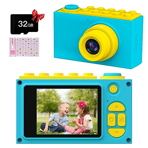 Kriogor Kinder Fotoapparat, Kids Camera Digitalkamera Videokamera mit 4X Digitaler Zoom/HD 1080P/8 MP/ 2 Zoll Bildschirm/ 32G TF Karte, Geschenke für Kinder (Blau)