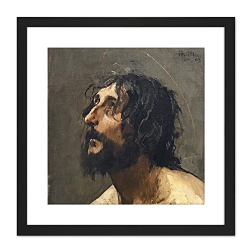 Martin Henri Self Portrait As John Baptist Painting 9X9 Inch Square Wooden Framed Wall Art Print Picture with Mount