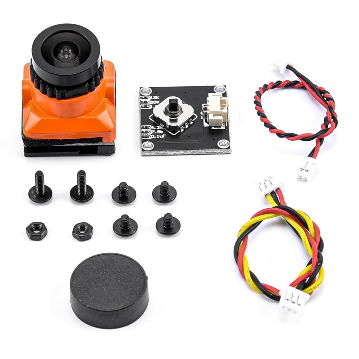 SETLNORA FPV-Kamera HD 1500TVL 2,1 mm Weitwinkel mit OSD-Anpassungsplatine für FPV RC Racing Drone Zubehör,Orange