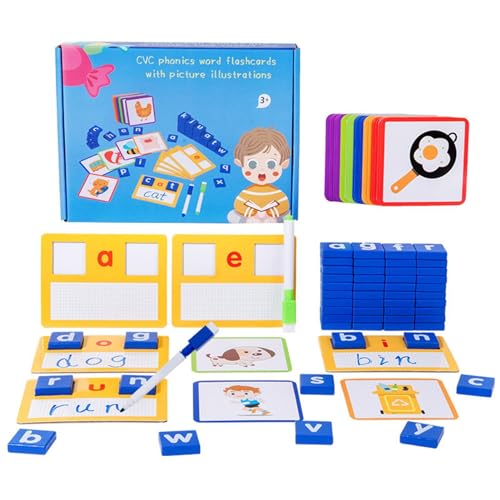 NGUMMS Buchstabierspiele aus Holzbuchstaben, Puzzlespiel zum Buchstabieren von Wörtern,Vorschulpädagogische Alphabetblöcke aus Holz | Lernkarten-Buchstaben-Matching-Spiel, Lernkarten mit