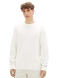 Tom Tailor Denim Herren Basic Strick-Pullover mit Struktur, 12906 - Wool White, M