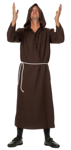 r-dessous hochwertige Mönch Robe Priester Gewand Kostüm ideal für Mottoparty, Halloween, Karneval und Fasching (L-XL, braun)