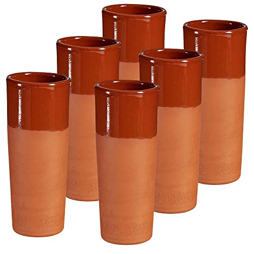 Annastore 6 x Weinbecher aus Ton - Mittelalter Trinkbecher - Wikinger-Becher - Metbecher Mittelalter (6 x Becher 330 ml)