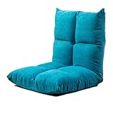 LIXIONG Bodenstuhl, Einstellbare 5 Winkel Gepolsterter Bodenstuhl Gaming Chair zum Lesen Fernsehen, Waschbarer Bezug Klappstuhl mit Rückenlehne für das Home Office (Color : Blue)