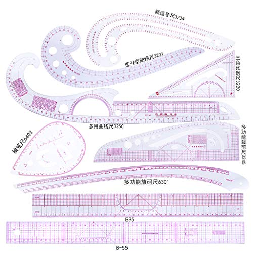 Maxtonser Sewing Ruler Set of 9 French Curve Ruler Measure Beginner Accessories for Beginners Starters Clothes Making Supplies,Measuring ruler