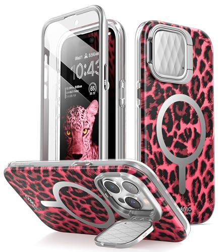 i-blason Cosmo kompatibel mit iPhone 15 Pro Mag Case mit Screen Protector - Rosa Leopard