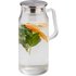 APS Glaskaraffe für Wasser und Limonade, Glasbehälter (Ø x H): 10 x 26 cm mit Edelstahldeckel und Doppelfunktion, Ausgießer mit integriertem Sieb, 1,5 Liter