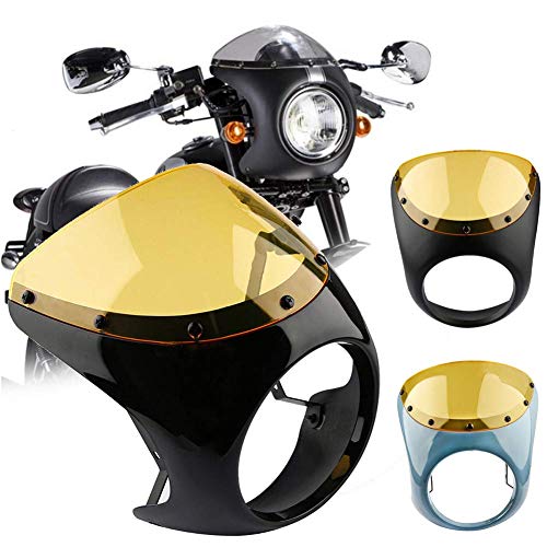 Guajave Cafe Racer Lenker Scheinwerfer Windschutz 7 Inch Verkleidung Display für Harley Motorrad - Matt Schwarz
