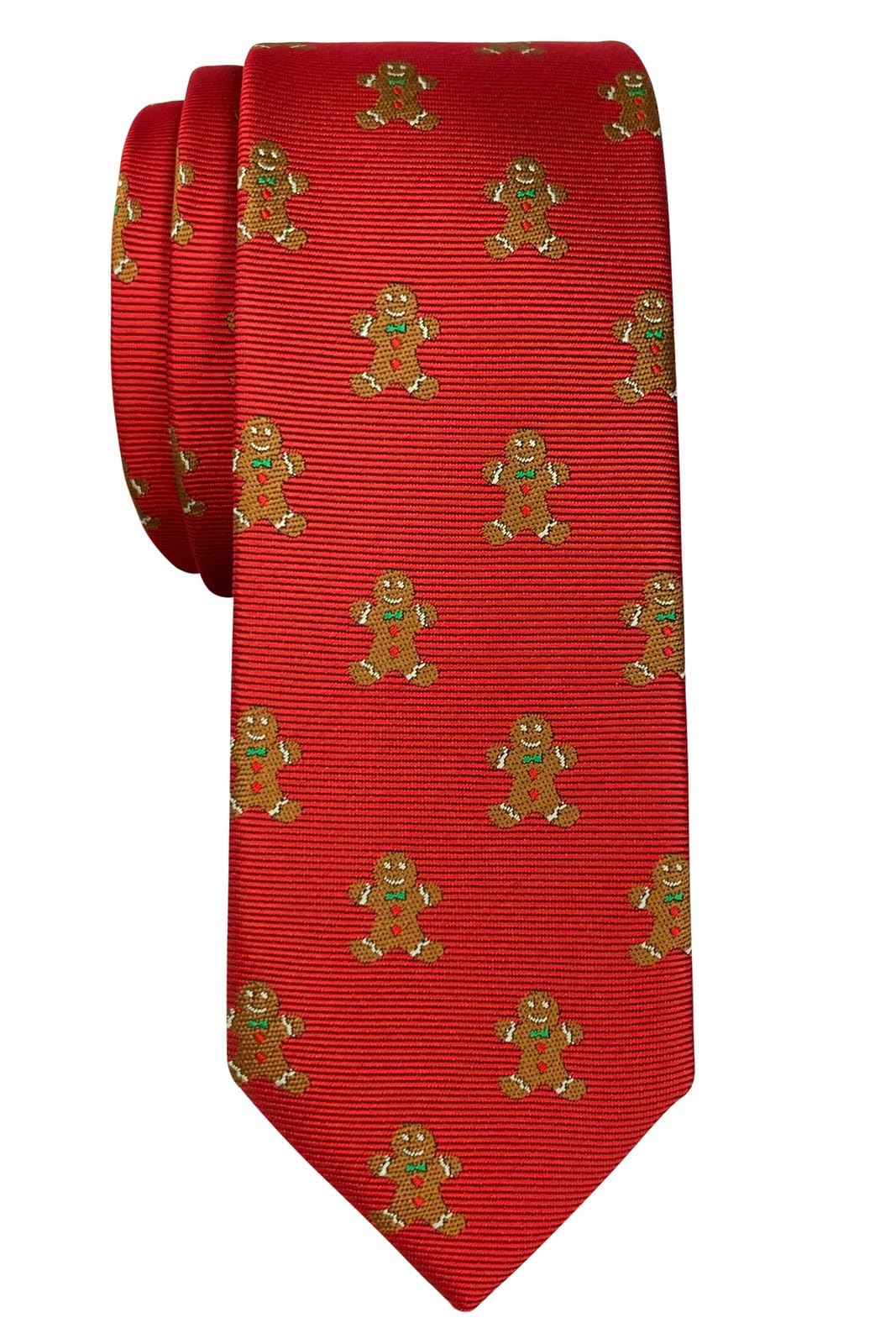 Retreez Herren Schmale Gewebte Weihnachten Krawatte Lebkuchenmann 5 cm - rot,