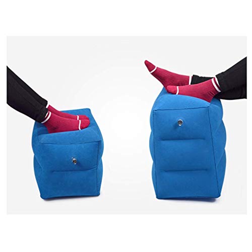 gzz Nordic Travel-Fußstützenkissen, tragbarer, verstellbarer, aufblasbarer Fußhocker, multifunktionale Reise-Beinstütze für schlafende Kinder im Flugzeug,Blau,38 * 29 * 43cm