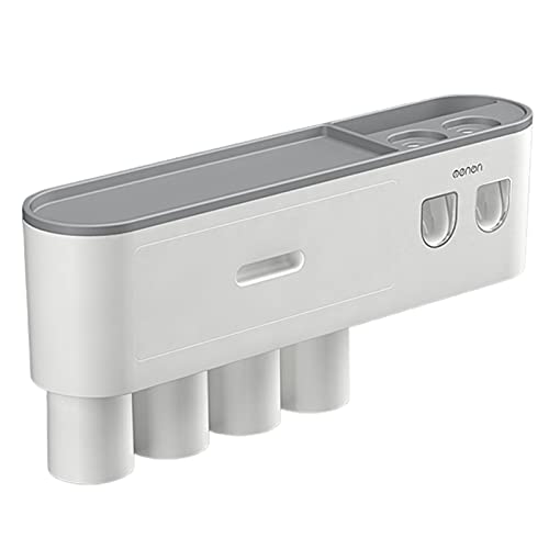 Livecitys Toothbrush Rack Wear-resistant Space Saving Great Punch-free Mouthwash Cup Toothbrush Holder Grey