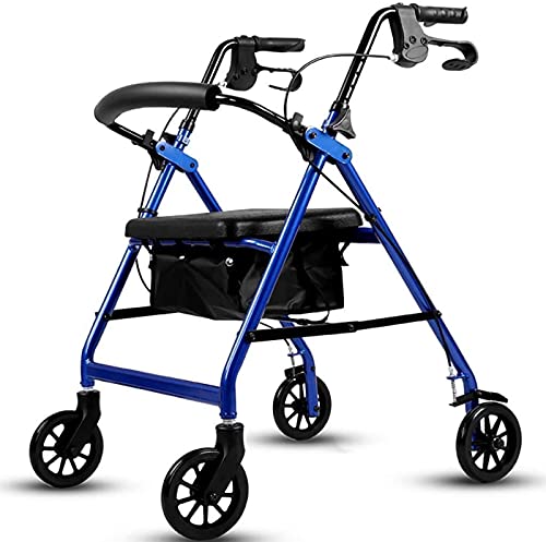 Rollator für ältere Menschen, Aluminium, faltbar, Gehhilfe, Rollator, Einkaufstrolley mit Sitz und Handbremse für ältere Menschen und Erwachsene, schnelles Gehen