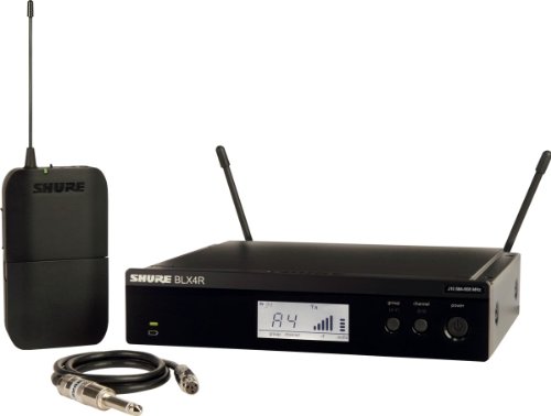 Shure BLX14R UHF Wireless System für Gitarre und Bass - 14 Stunden Batterielaufzeit, 100m Reichweite | Enthält 1/4" Klinkenkabel für Instrumente und Single Channel Rack Mount Empfänger | M17 Band