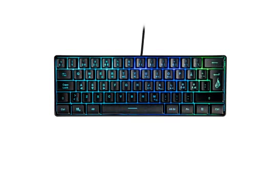 SureFire Kingpin X1 60% Gaming Tastatur Nordic - Gaming Multimedia Keyboard klein & mobil - RGB-Tastatur mit Beleuchtung - 25 Anti-Ghosting-Tasten - skandinavisches Layout QWERTY