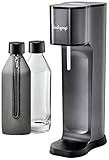 Sodapop JOY PRESTIGE - Trinkwassersprudler inklusive zwei Glaskaraffen mit Bottle-Shirt und CO2-Zylinder, avantgarde black