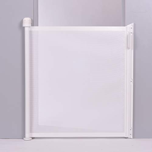 Lascal KiddyGuard Assure, platzsparendes Treppenschutzgitter für Babys und Kleinkinder mit effektivem Design, einrollbares Türgitter aus Netz, Türschutzgitter bis 100cm, weiß