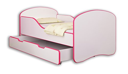 Jugendbett Kinderbett mit einer Schublade und Matratze Weiß ACMA I 140 160 180 (160x80 cm + drawer, Rosa)