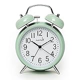 FLOITTUY {Lauter Alarm für Tiefschläfer) 10,2 cm Doppelglockenwecker mit Hintergrundbeleuchtung für Schlafzimmer und Heimdekoration (grün)