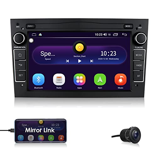 Android 10 Auto GPS Navigation Fit für OPEL Antara/Astra/Combo/Corsa C/Corsa D Unterstützung Lenkradsteuerung Bluetooth Spiegelverbindung FM-Radio (Schwarz)