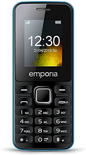 Emporia TELME MD212 Mobiltelefon 3G Dual SIM, 1,8 Zoll Farbdisplay, Bluetooth HSP, Kamera, Bluetooth, Schwarz/Blau (Italien)