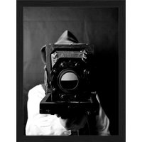 Digitaldruck »Vintage Fotograf«, Rahmen: Buchenholz, Schwarz