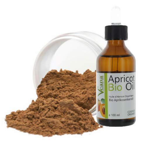 Mineral MakeUp (9g) + Premium BIO Aprikosenkernöl (100ml) DE-Öko - zertifiziert, MakeUp, alle Hauttypen, ohne Zusatzstoffe, ohne Konservierungsstoffe - Nuance Dark Beige