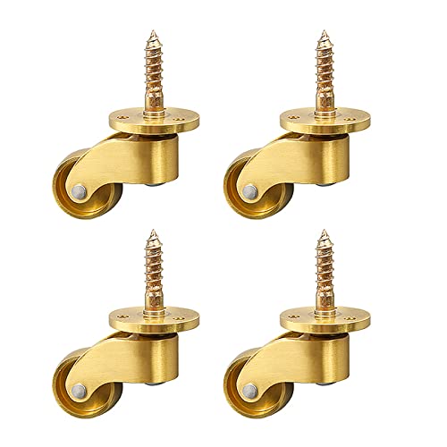 Pure Copper Castor Wheels, Set Of 4, Sofa Table And Chair Furniture Casters, Swivel Casters, 5 Styles, For Cabinet, Ottoman, Bench, Piano, Coffee Table (A)