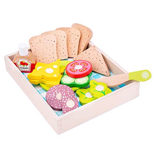 New Classic Toys - 10591 - Kinderrollenspiele - Schneideset Sandwich - 18 Teile