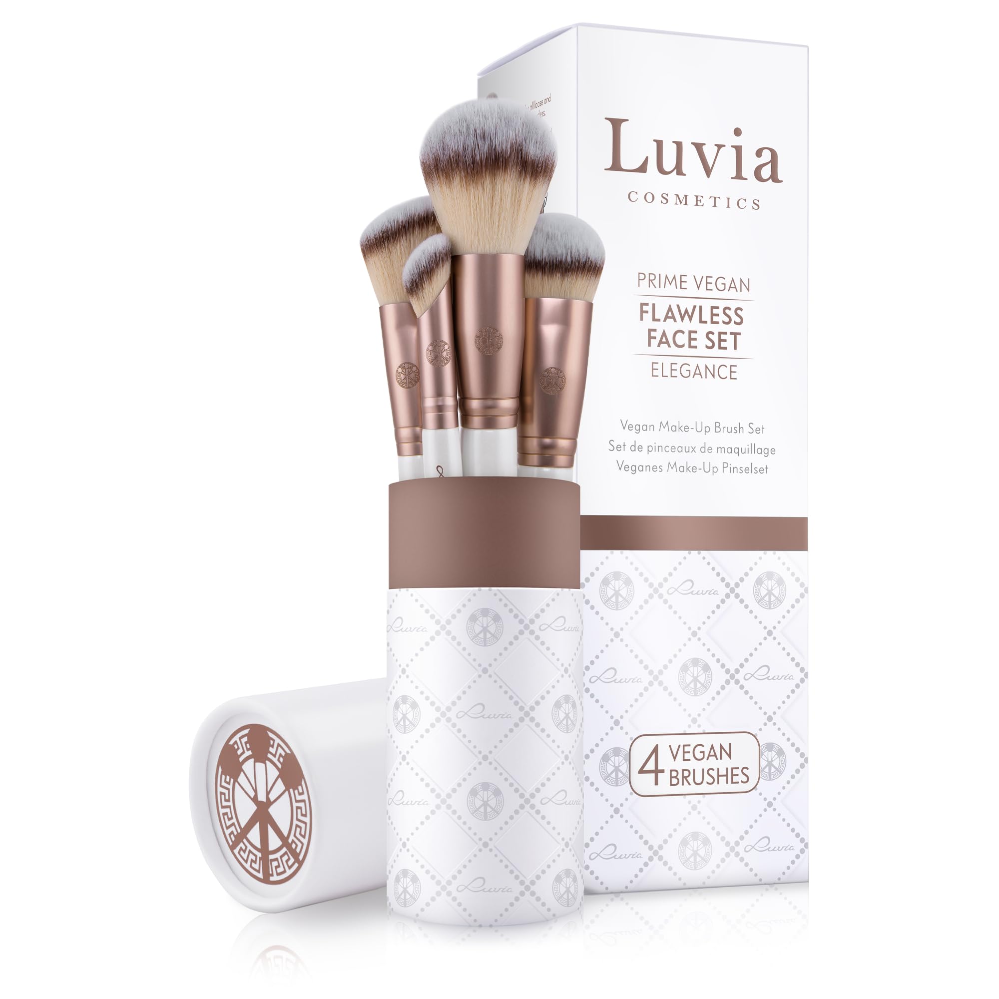 Make-Up Pinselset Luvia, Flawless Face Brush Set, Gesichtspinsel-Set, 4 Vegane Kosmetikpinsel, Schminkpinsel