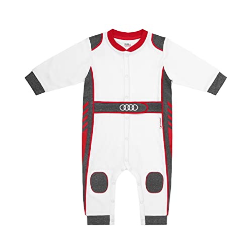 Audi 3202200302 Body Racing Sport Baby-Body Strampler Strampelanzug Rennfahrer, weiß, Größe: 74/80