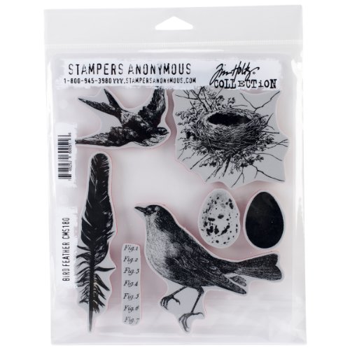 Stampers Anonymous Tim Holtz Cling Rubber Stamp Set 7"X8.5"-Bird Feather