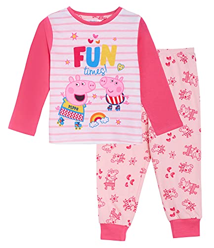 Peppa Pig Mädchen-Schlafanzug für Kinder, klassisch, rosa Peppa, volle Länge, Baumwolle, langes Pyjama-Set, rose, 4-5 Jahre