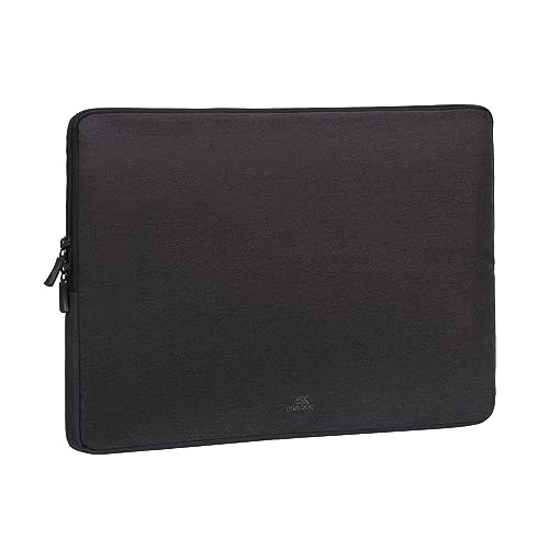 RIVACASE ECO Laptop Hülle - 39.5 x 27.5 x 3.5 cm - Notebook Hülle für Männer und Frauen - Wasserfeste MacBook Hülle – Computertasche für Arbeit Uni Reisen (15.6", Schwarz)