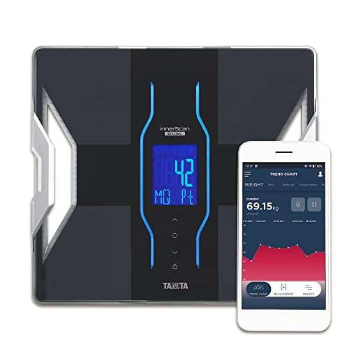 TANITA RD-953 Schwarz Körperanalyse-Waage, Bluetooth, medizinischer Technologie, 11 Messwerte