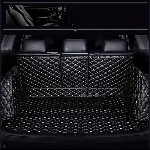 Full Wrap Leder Kofferraum Matte Für Hyundai KONA 2018-2023,Auto Zubehör Innen Schutz Pad Wasser Beweis,C-Black Beige