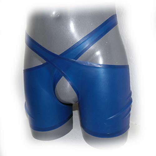 New Men sexy latex shorts open cortch in transparent Look Pair Size:M