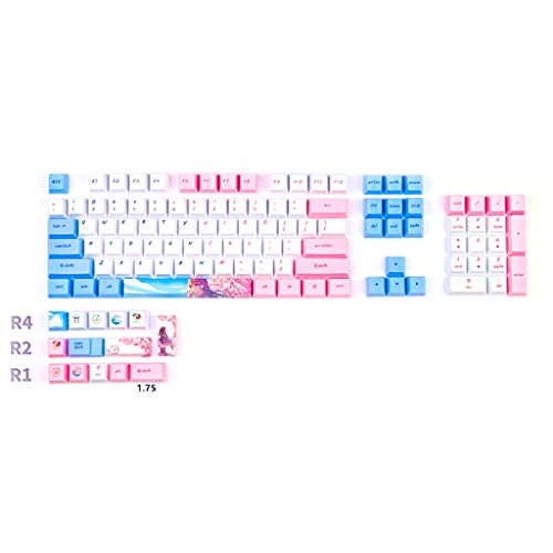 SweetWU Mechanische Tastatur-Tastenkappen, blau, pink, Mädchenhaftes OEM-Profil, PBT 118 Tasten, kompatibel mit Cherry MX Kailh Gateron Schaltern