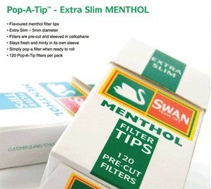 Swan Menthol Extra Slim Filter Tips Full Box 20 Packs of 120 = 2400 Tips by