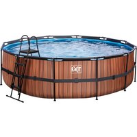 EXIT Wood Pool ø488x122cm mit Filterpumpe - braun