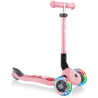 Globber Kinder Roller mit 3 Rädern, zusammenklappbar, mit verstellbaren Griffen, mit LED-Beleuchtung, Pink