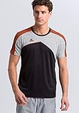 Erima Herren Premium One 2.0 T Shirt, Schwarz/Grau Melange/Neon Orange, XXL EU