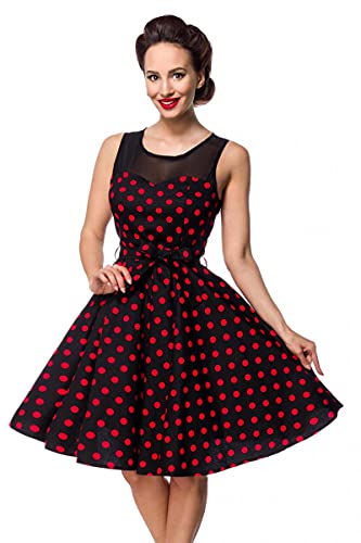 Belsira Swing-Kleid mit Mesheinsatz Frauen Mittellanges Kleid schwarz/rot 3XL