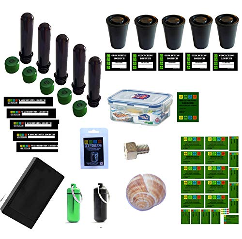 GEO-VERSAND NEU 38 Teile Geocaching Behälter Paket Set - Nano Versteck Petling Logbuch Micro